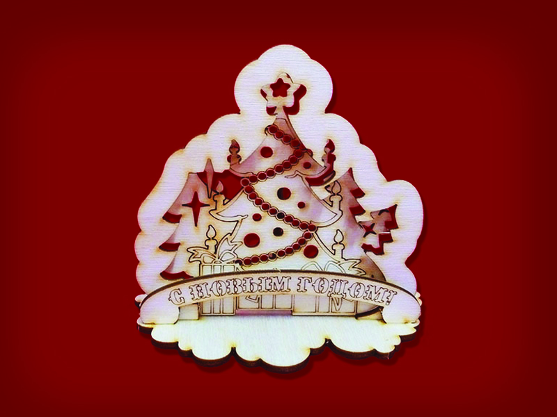 3D открытка деревянная «С Новым годом 3»