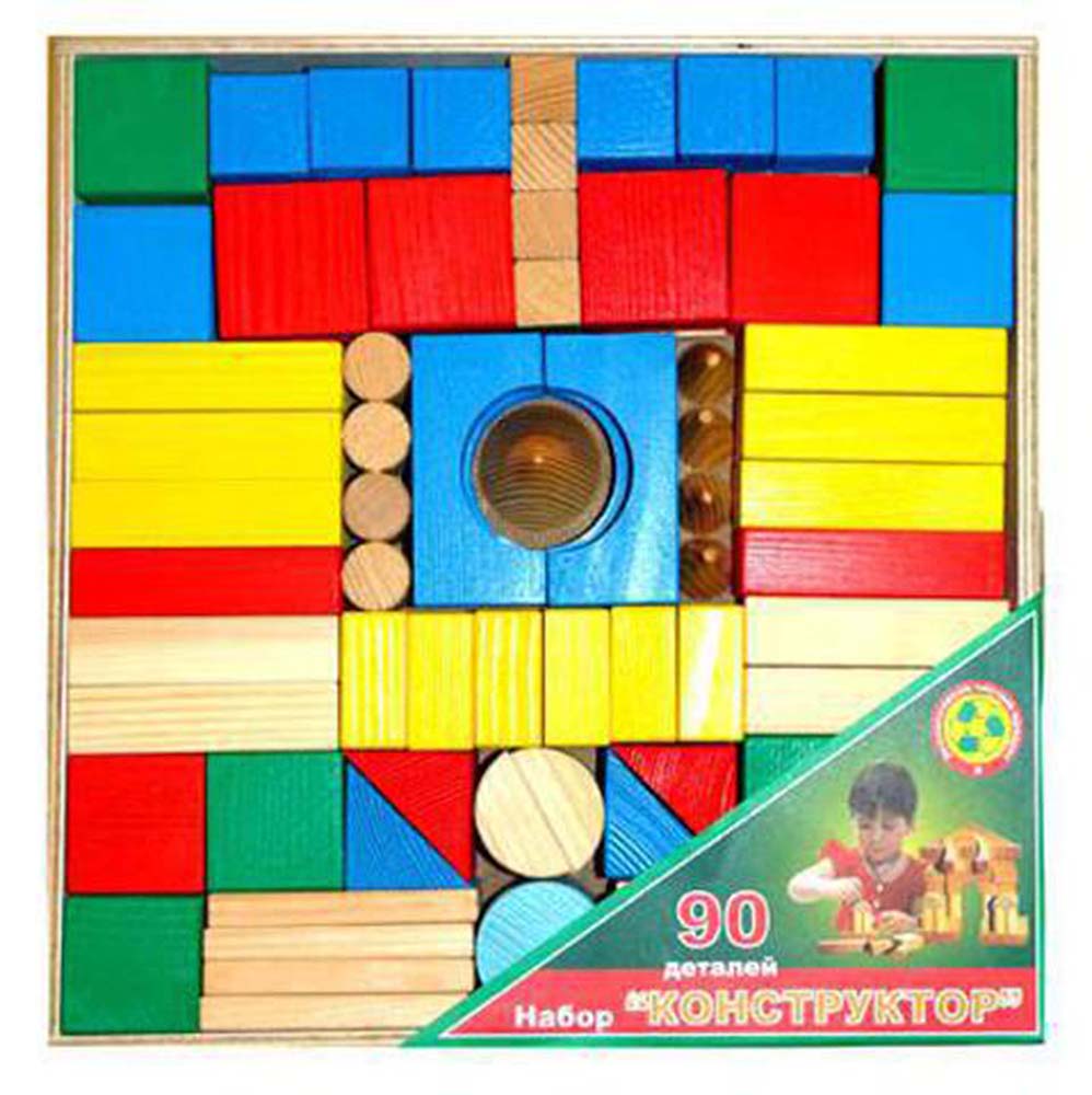 Набор «Конструктор» цветной, 90 дет., в дер.коробке