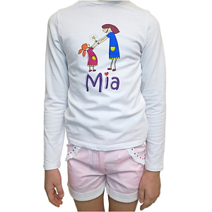Комплект одежды Mia: шорты со стразами и туника (лонгслив) белый