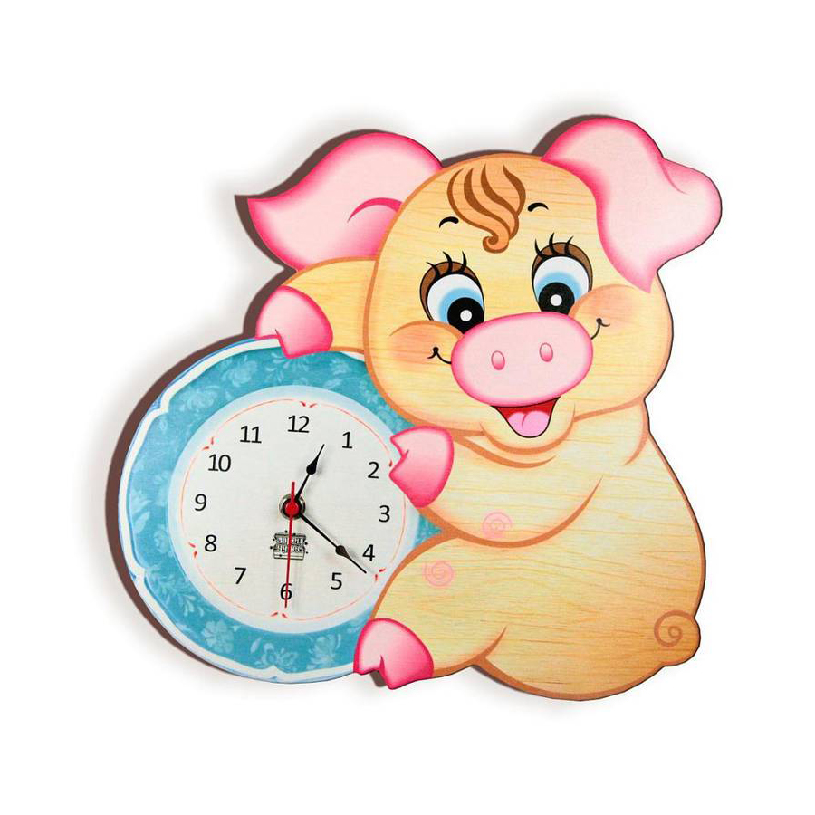 Деревянные часы «Хрюшка Нюшечка»