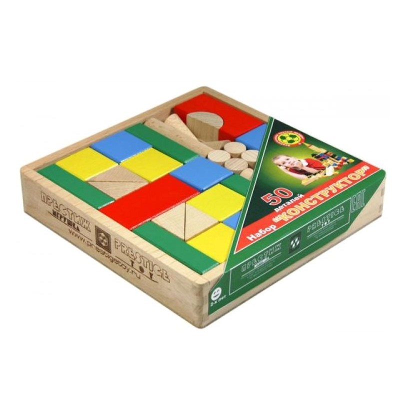 Конструктор КЦ2251, 50 деталей в дер. коробке, Престиж-игрушка