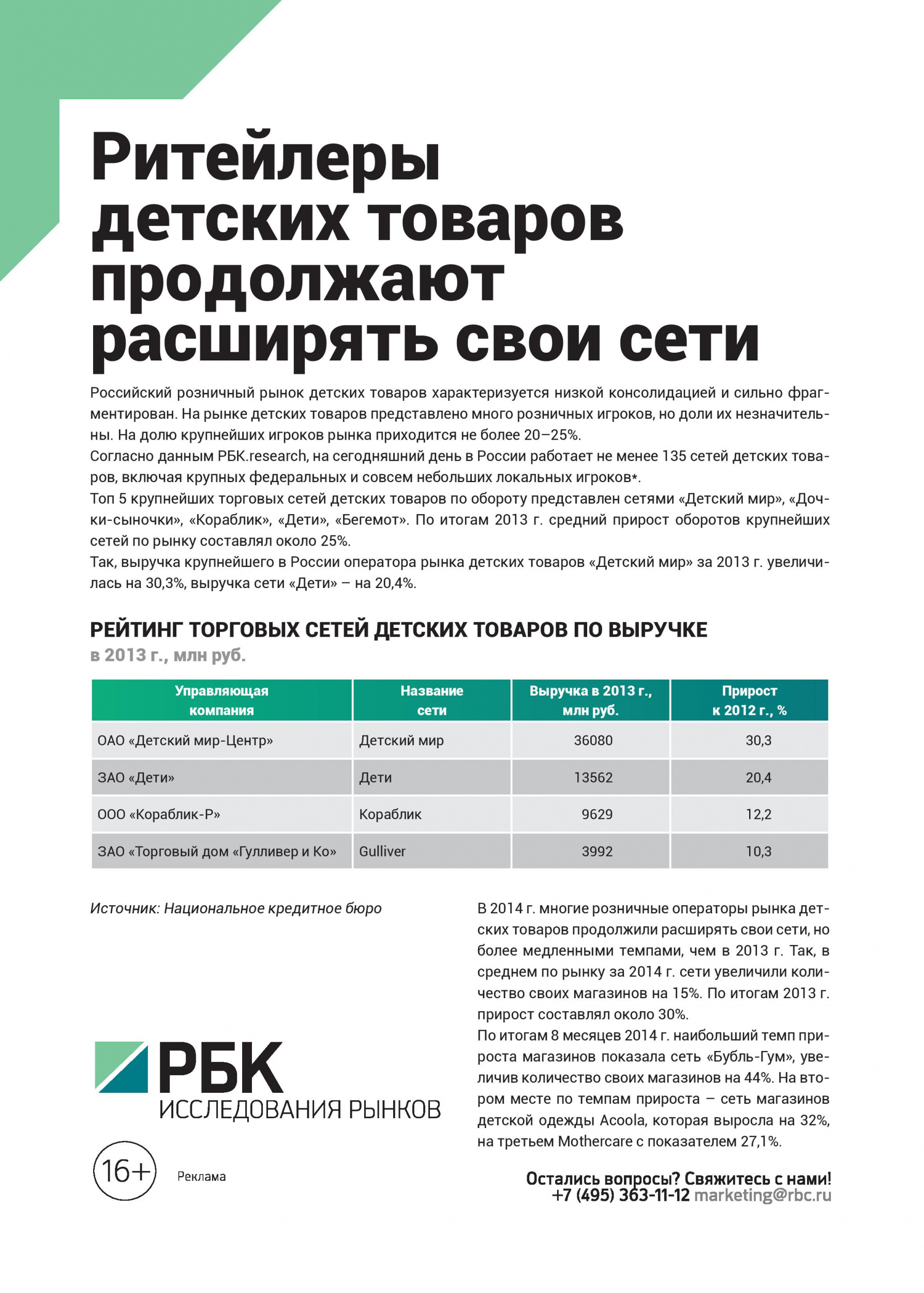 Ритейлеры детских товаров продолжают расширять свои сети Ритейлеры детских товаров продолжают расширять свои сети