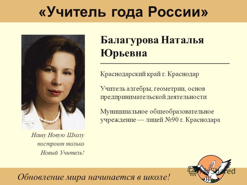 Наталья Балагурова - учитель года Наталья Балагурова - учитель года