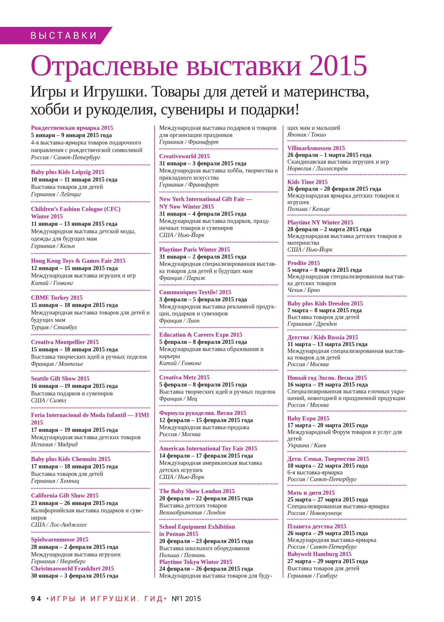 Отраслевые выставки 2015 Отраслевые выставки 2015