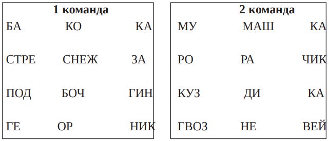 Составить слова из слогов
