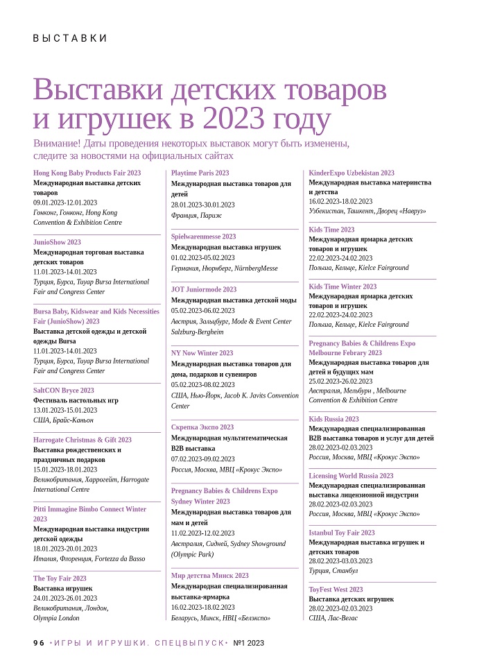 Выставки детских товаров и игрушек в 2023 году Выставки детских товаров и игрушек в 2023 году