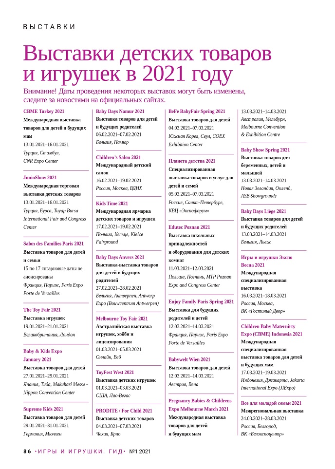 Выставки детских товаров 2021 Выставки детских товаров 2021