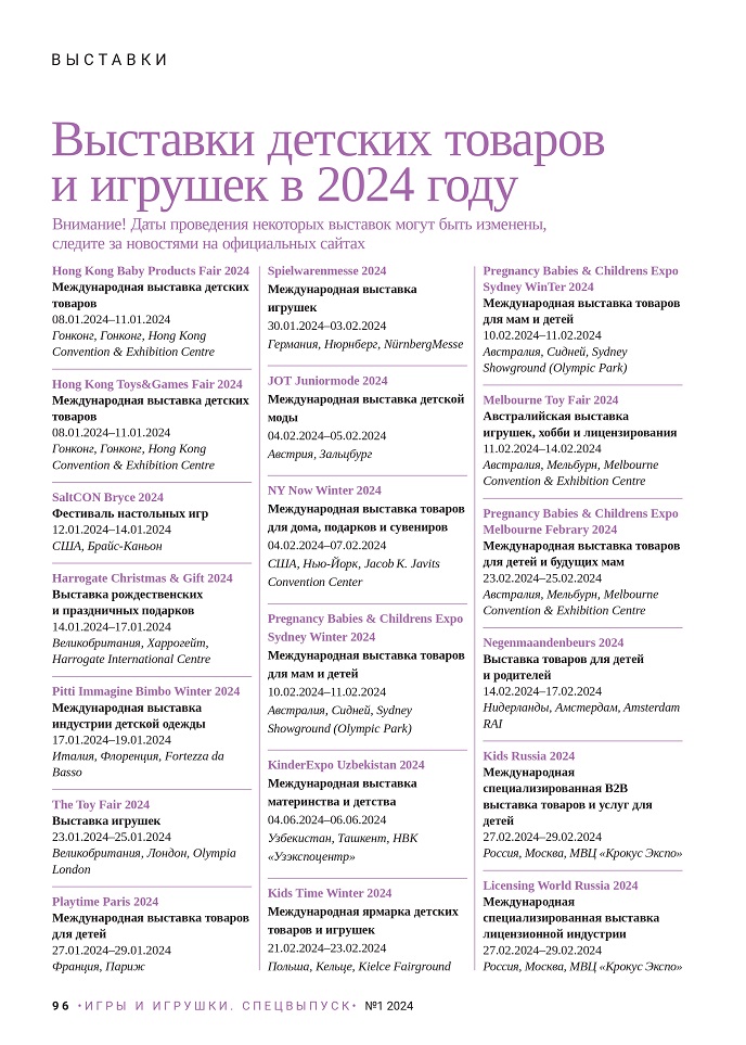 Выставки детских товаров и игрушек в 2024 году Выставки детских товаров и игрушек в 2024 году