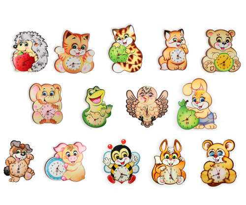 Деревянные часы «Зверюшки»