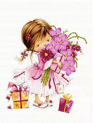 Набор для вышивания лентами «Девочка с букетом», размер А4