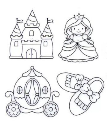 Витражи Mini «Туфельки, принцесса, карета, замок»
