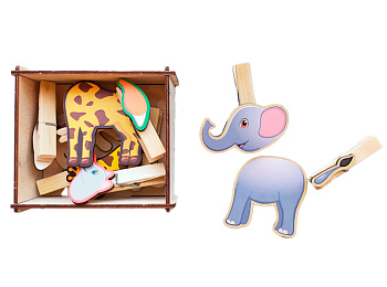 Игра с прищепками «Собери дикое животное»