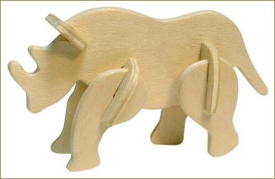 Сборная деревянная модель «Носорог» мини MA1019, Чудо-дерево