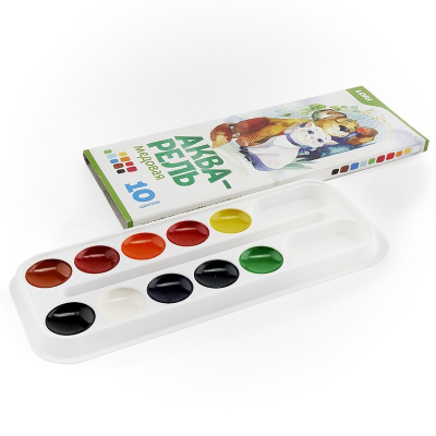 Акварель медовая Lori без кисти, 10 цветов, картон