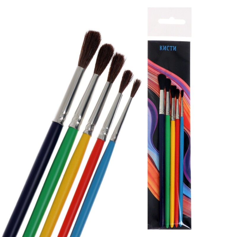 Набор кистей №4 Calligrata белка, 5 шт, интенсивный цвет ручки