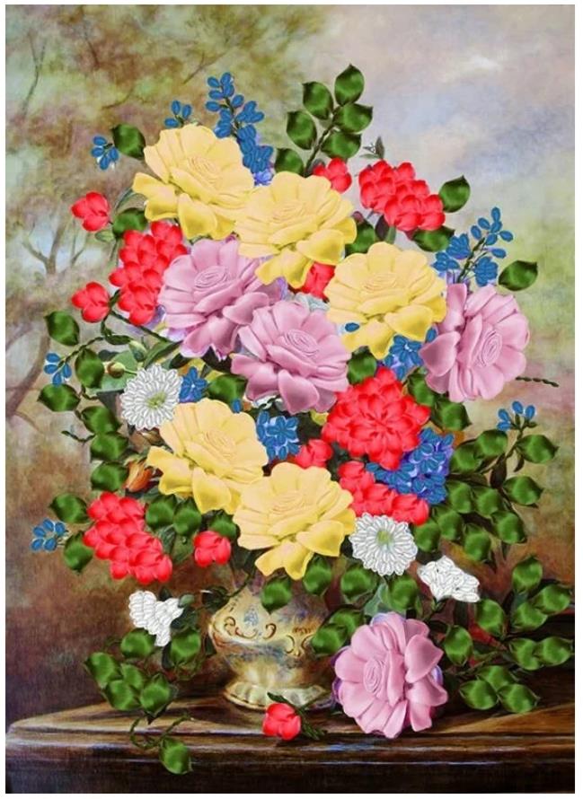 Набор для вышивания лентами «Букет», размер А3