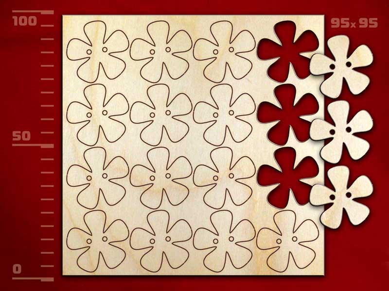 Набор пуговиц «Цветок-3», 16 штук