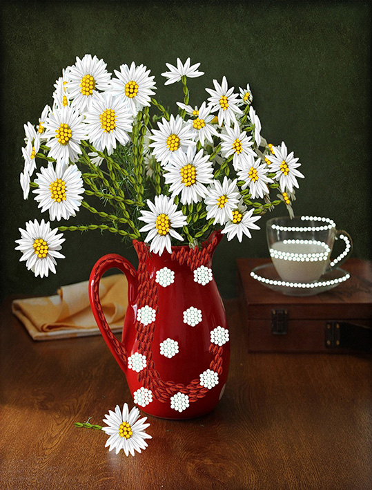 Набор для вышивания лентами «Ромашки», размер А4