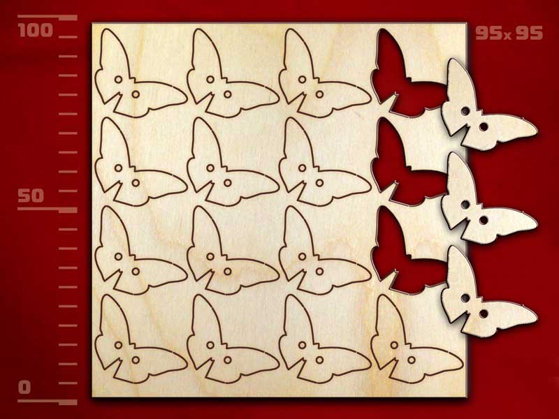 Набор пуговиц «Бабочки 2», 16 штук