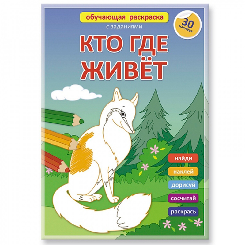Обучающая раскраска с заданиями и наклейками «Кто где живёт», ГеоДом