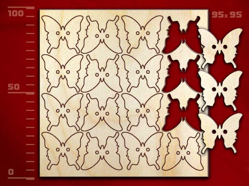 Набор пуговиц «Бабочки 3», 16 штук