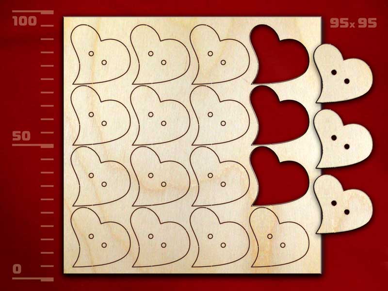 Набор пуговиц «Сердце-3», 16 штук