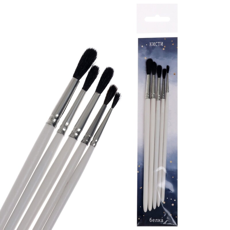 Набор кистей №4 Calligrata белка, 5 шт, пастельный цвет ручки