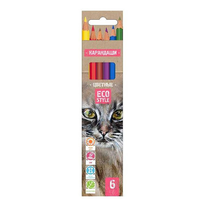 Карандаши цветные BG «Quality. Eco Style» 6 цветов