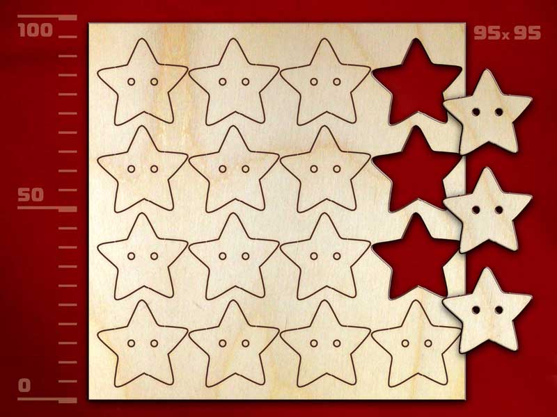 Набор пуговиц «Звезда», 16 штук