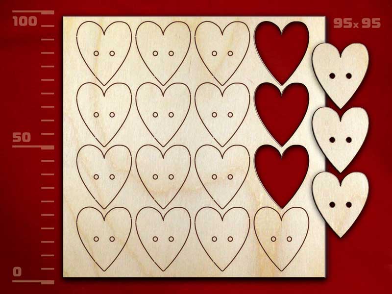 Набор пуговиц «Сердце-2», 16 штук